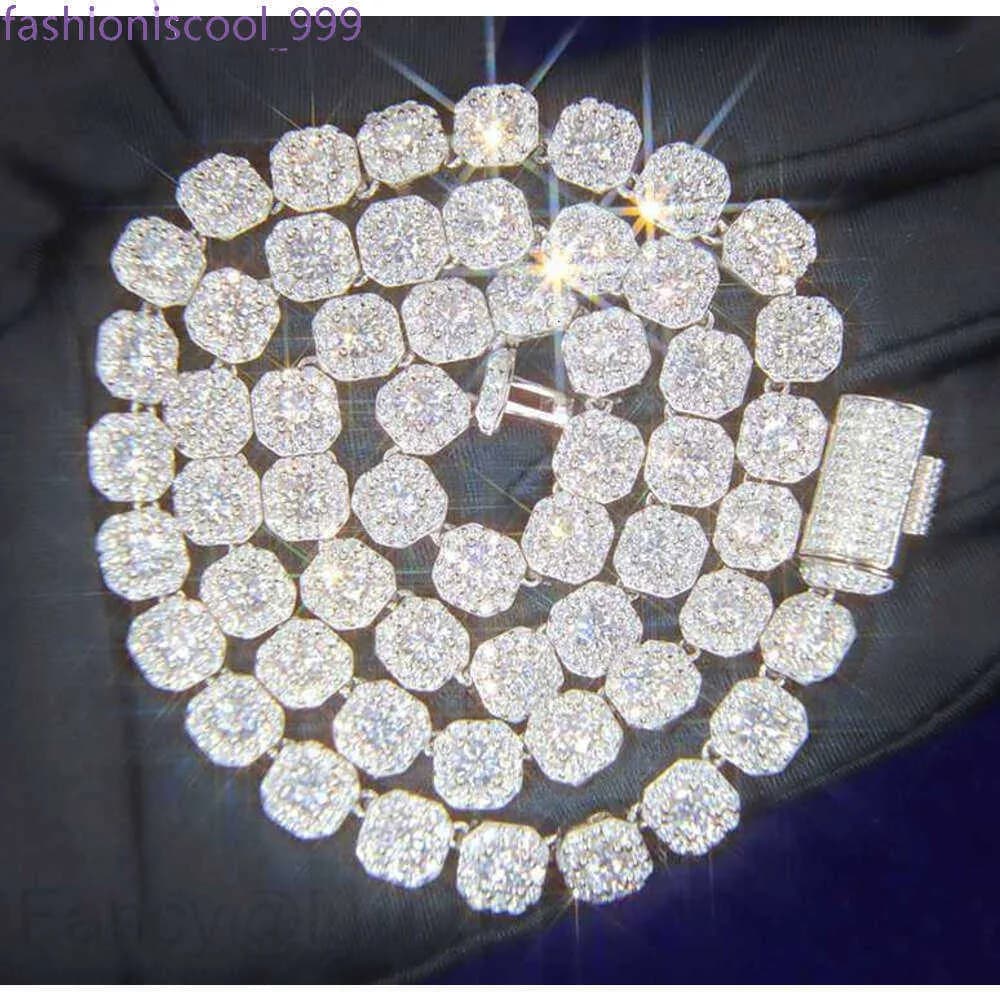 Necklace bracelet Moissanite Diamond Custom Vvs Cuban Link S Sier 8mm 12mm Large Tennis Chain Solid Back Hiphop