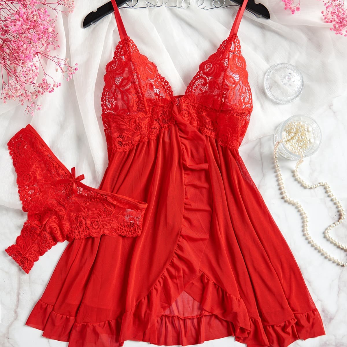 Sexy lingerie Sexy suspender dress irregular skirt