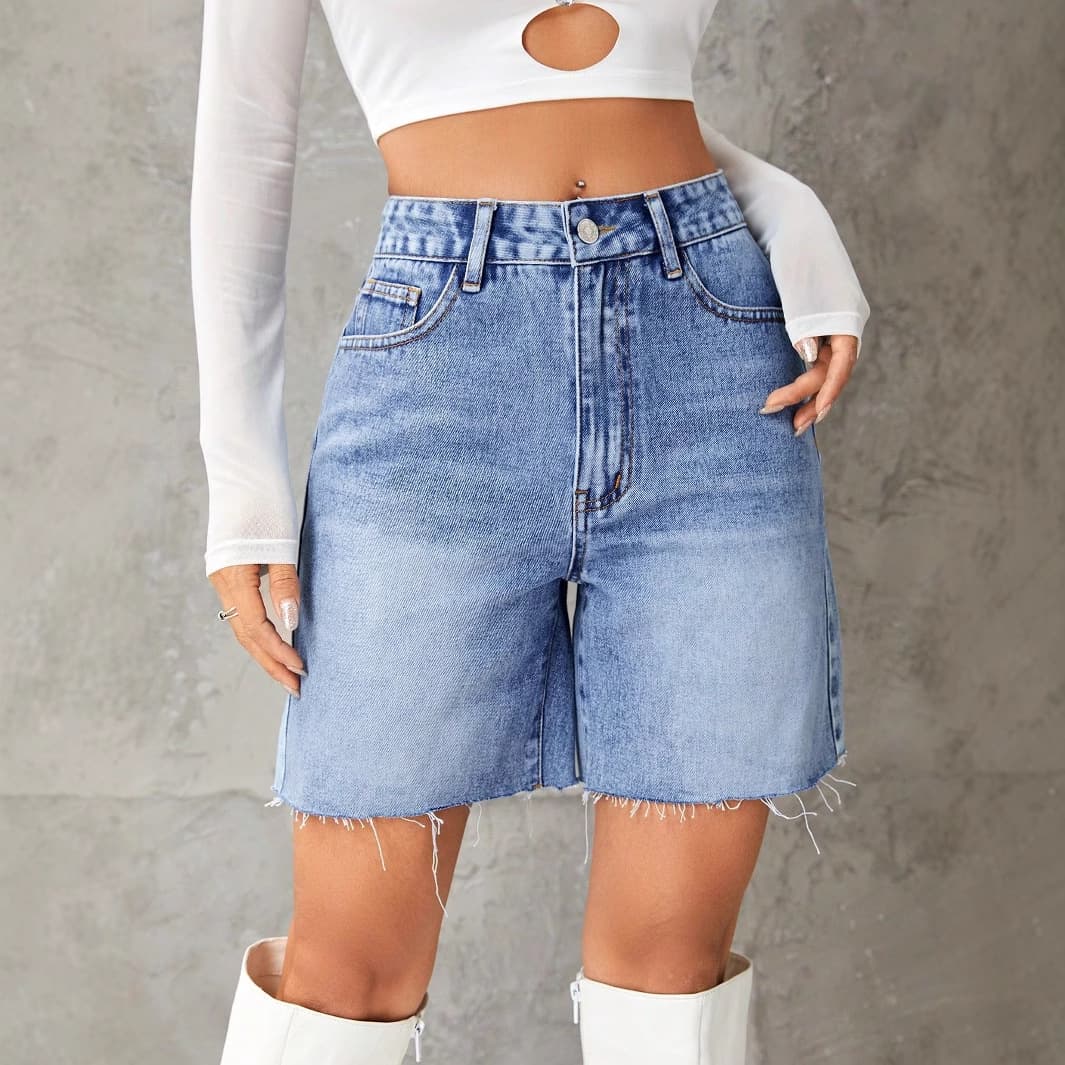 Women's High Waist Denim Shorts - Trendy Casual Stretch Jean Shorts With Comfortable Fit Denim Hot Pants For Women