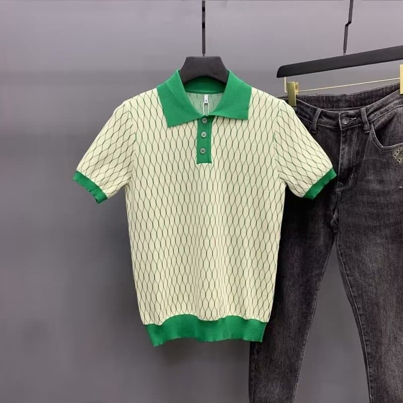 Men's Clothing New Casual Fashion Men's Short Sleeved T Shirt Summer New High End Diamond Lapel Top Polo Shirt Men