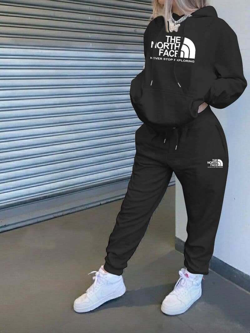 Ensemble sweat à capuche à manches longues pour femme, nouveauté automne-hiver, style décontracté et tendance