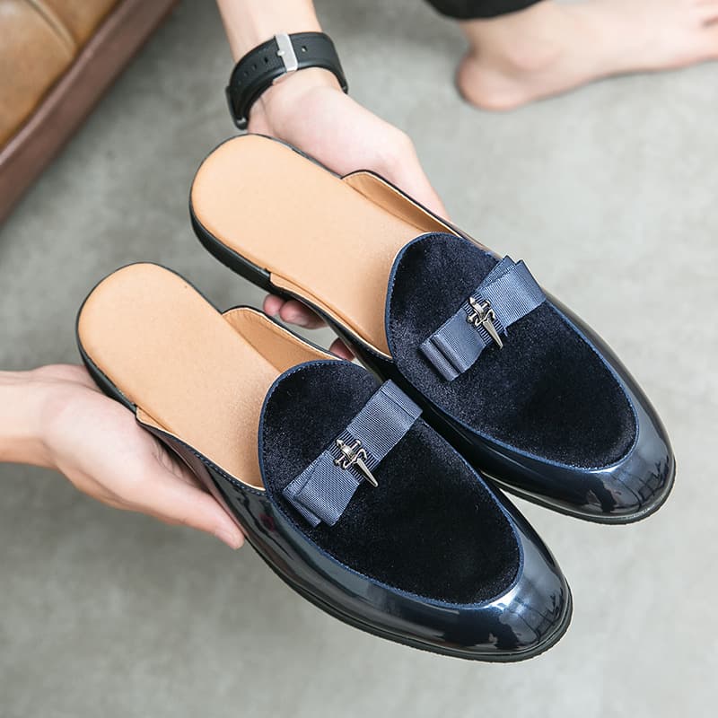 Wind Plus Size Half Slippers Without Heels, Bean Men's Autumn And Winter Lazy Shoes, Casual Leather Shoes For One Foot