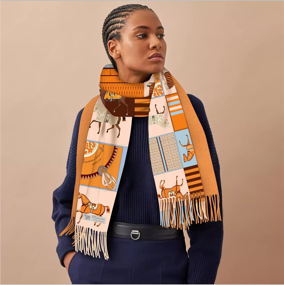 Printed Silk Scarf Red | Sporty Luxury Square For Workout - 1837