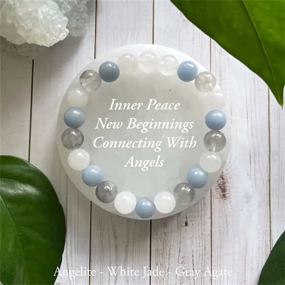Bracelet TK en aigue-marine violette – Bijou unisexe en pierre naturelle, cristal de guérison minimaliste pour hommes et femmes
