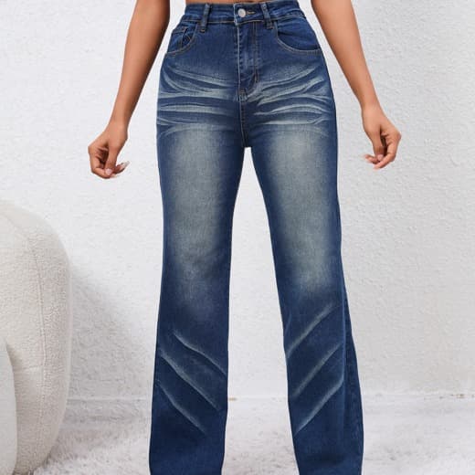 fashion loose slimming high waist stretch straight pants jeans