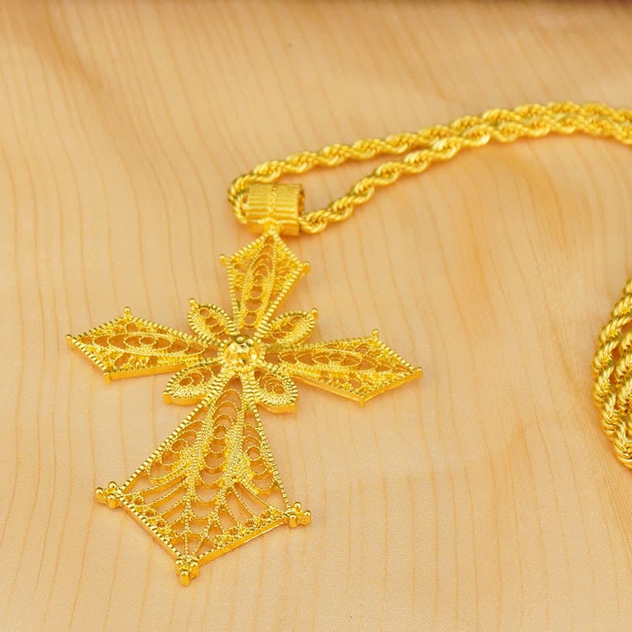Ethiopian Cross Jewelry Pendant Gold Eritrean Traditional Wedding