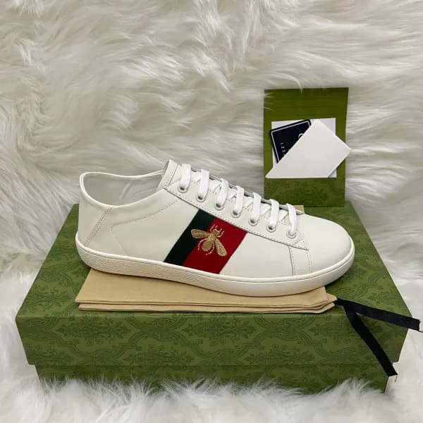 Baskets en cuir de qualité supérieure pour hommes et femmes, chaussures de course à rayures brodées Ace Bee