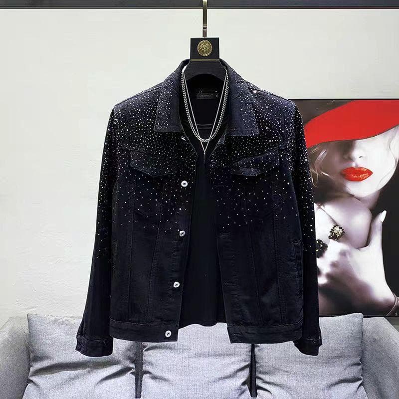 Men's Clothing High End Jacket Men's Spring And Autumn New Hot Diamond Lapel Jacket Men's Fashion Brand Tops