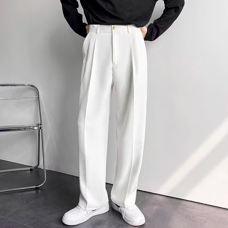 Men's Clothing Casual Suit Pants Men's Spring Japanese Style Light Luxury High End Drape Black Trousers Loose Straight Wide Leg Long Trousers