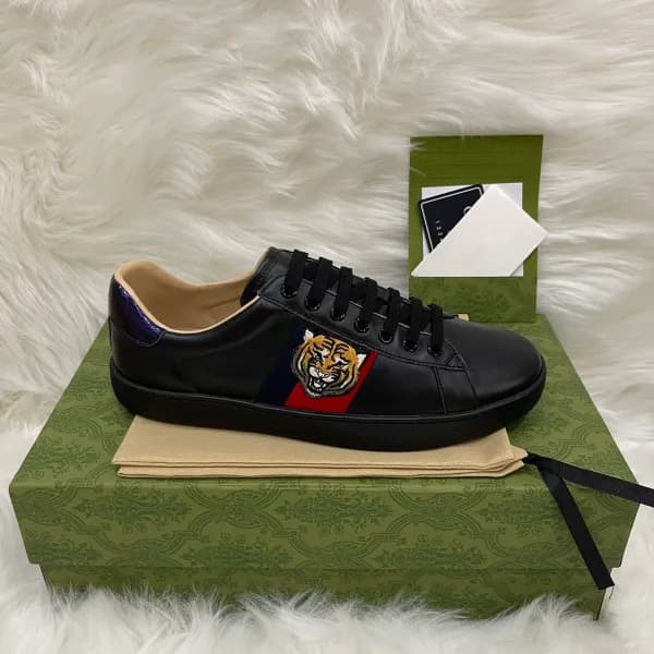 Baskets en cuir de qualité supérieure pour hommes et femmes, chaussures de course à rayures brodées Ace Bee
