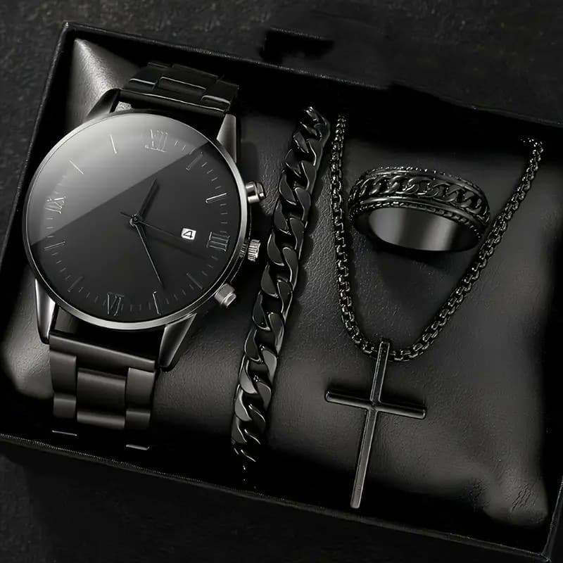 Men's Waterproof Quartz Watch - Trendy Design With Life Calendar & Date Display (Ideal For Students & Teens)