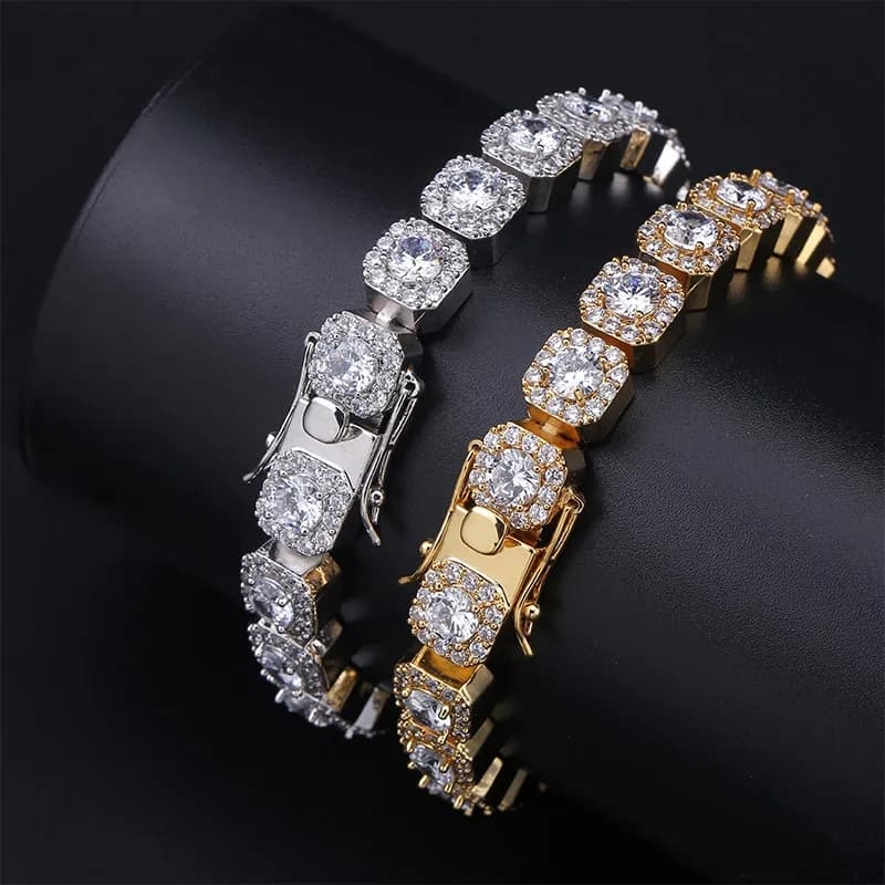 10mm Mens Hip Hop Iced Out CZ Cubic Zircon Gold Tennis Chain Necklace Personalized Bg Rapper Wristband Chains Jewelry