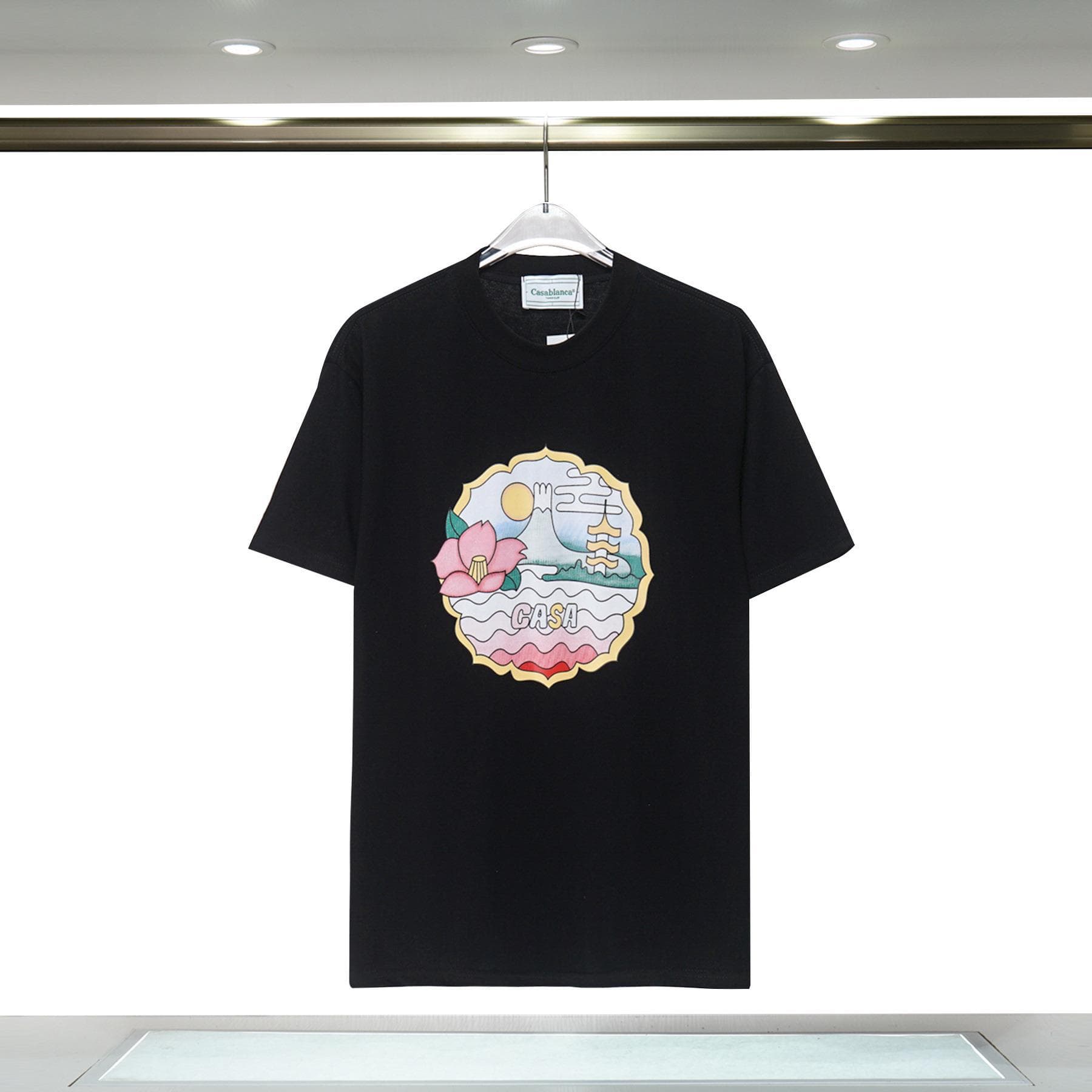 Vêtements pour hommes 24 nouveaux styles Illusion Gate Letter Printing T-shirt à manches courtes à col rond personnalisé