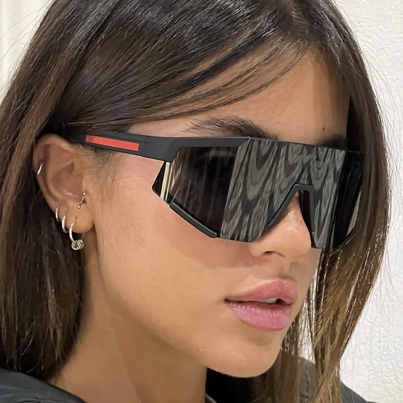 New fashion one-piece large frame sunglasses male fashion outdoor riding sports dazzling sunglasses female