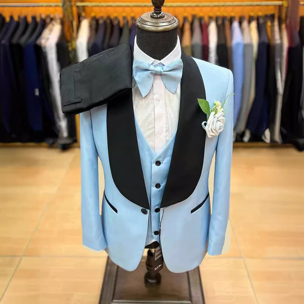 Men's Clothing British Style Men's Slim Suit Three Piece Suit Single Row One Button Side Open Double Fork