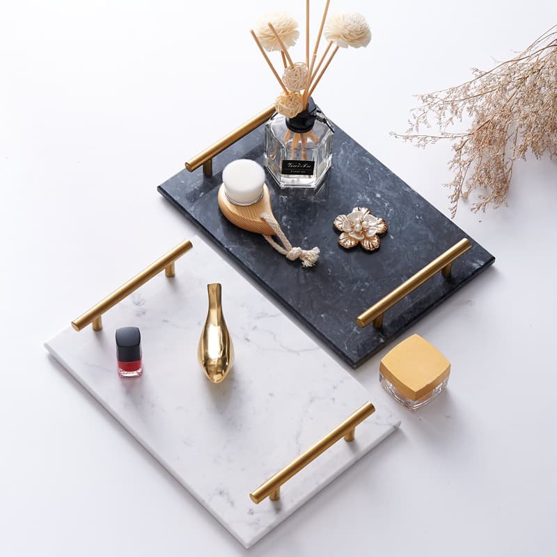 Scandinavian Marble Tray Minimalist Decorative Display Dish For Jewelry Bathroom Essentials Round Stone Serving Plate With Natural Veins