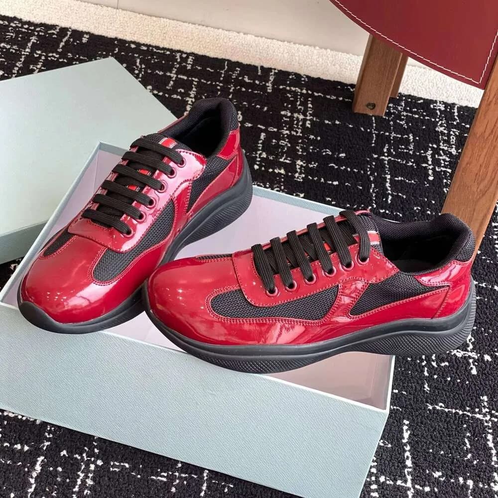 Baskets décontractées en cuir verni et respirant en maille véritable Americas Cup pour hommes et femmes de marque P