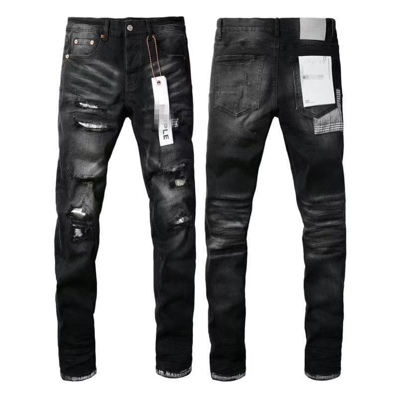 Jeans droits brodés et écussons pour hommes - Denim