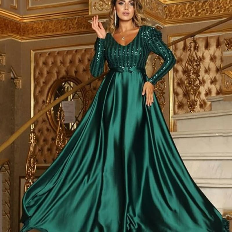 Women's Clothing Deep V Swing Sexy Long Skirt Trailing Banquet Evening Gown New Style