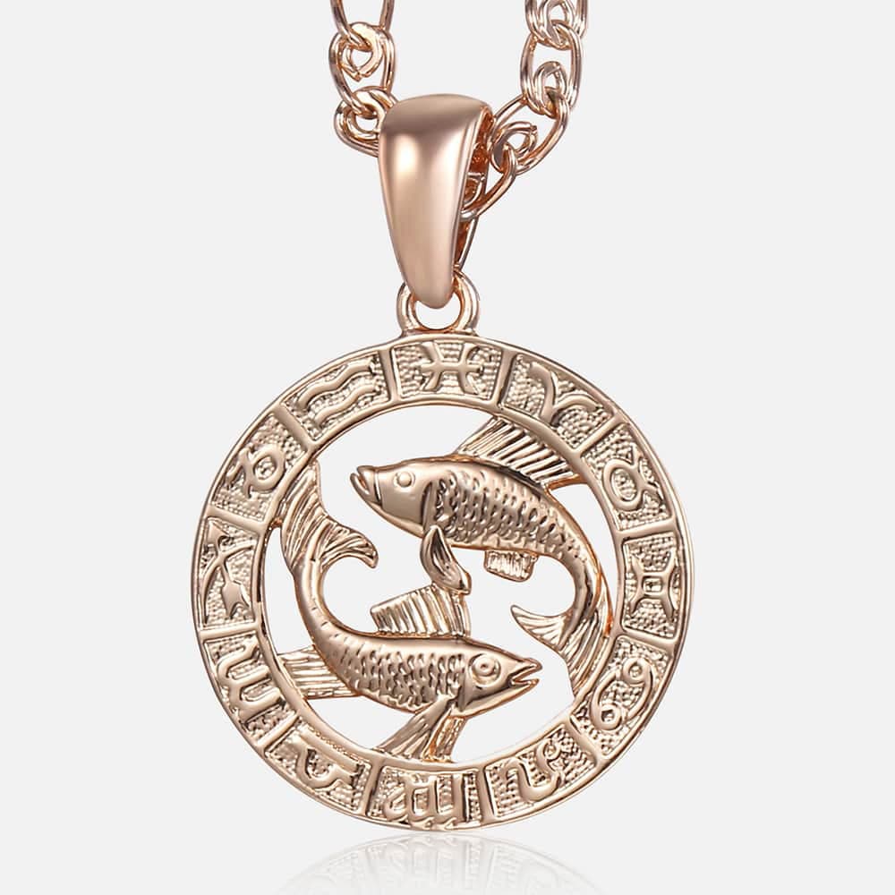 2025 New Arrivals 12 Constellation Pendant Necklace for Women and Men, 585 Rose Gold Colored Necklace, available as a birthday gift