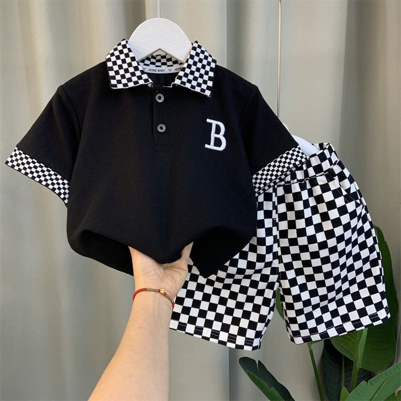 Boys' Polo Shirt Suit 24 New Children's Fashionable Short Sleeved Boy Baby Summer Clothes Street Clothes