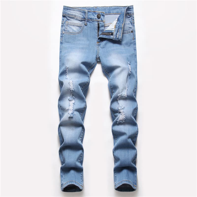 Kids’ Clothing Boys Clothing Boys Jeans Straight Leg Ripped Trousers Washed Stretch Jeans