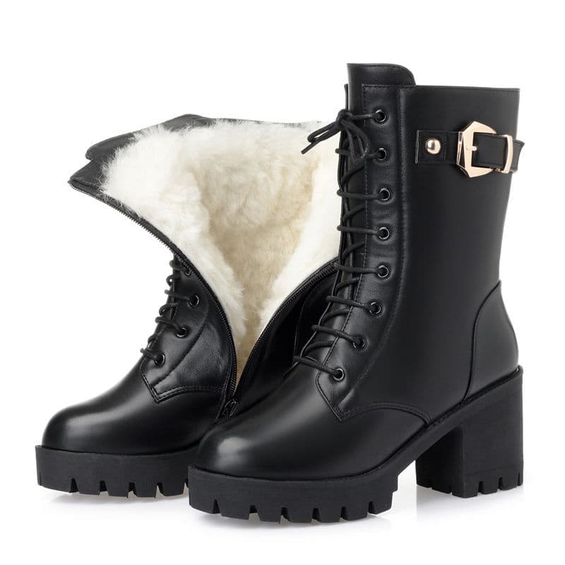Bottines à talons épais pour femme – Bottines Martin hiver/printemps en PU avec fermeture éclair latérale (2 modèles)