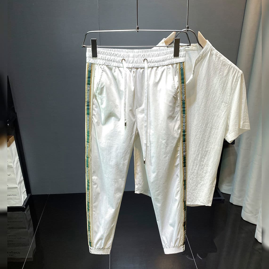 Men's Clothing Summer Thin Fashion Brand Ice Silk Pants Men's Loose Versatile Sports Cuff Nine Point Casual Pants Men