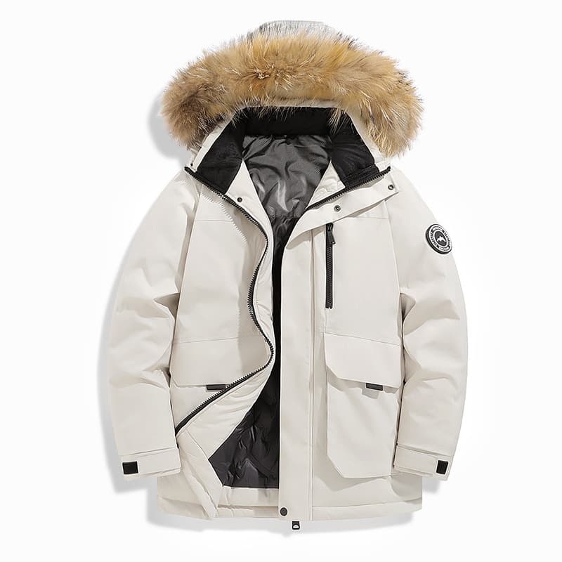 Men's Clothing Thickened Hooded Down Jacket, 550 Fill Power White Duck Down, Winter Warm Coat For Youth & Big Sizes, Casual & Comfortable