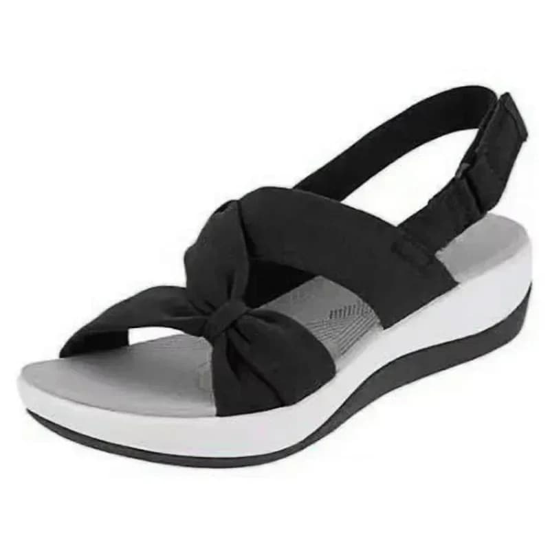 2024 Summer Closed Toe Roman Bow Platform Wedges Women Sandals Plus Size 42