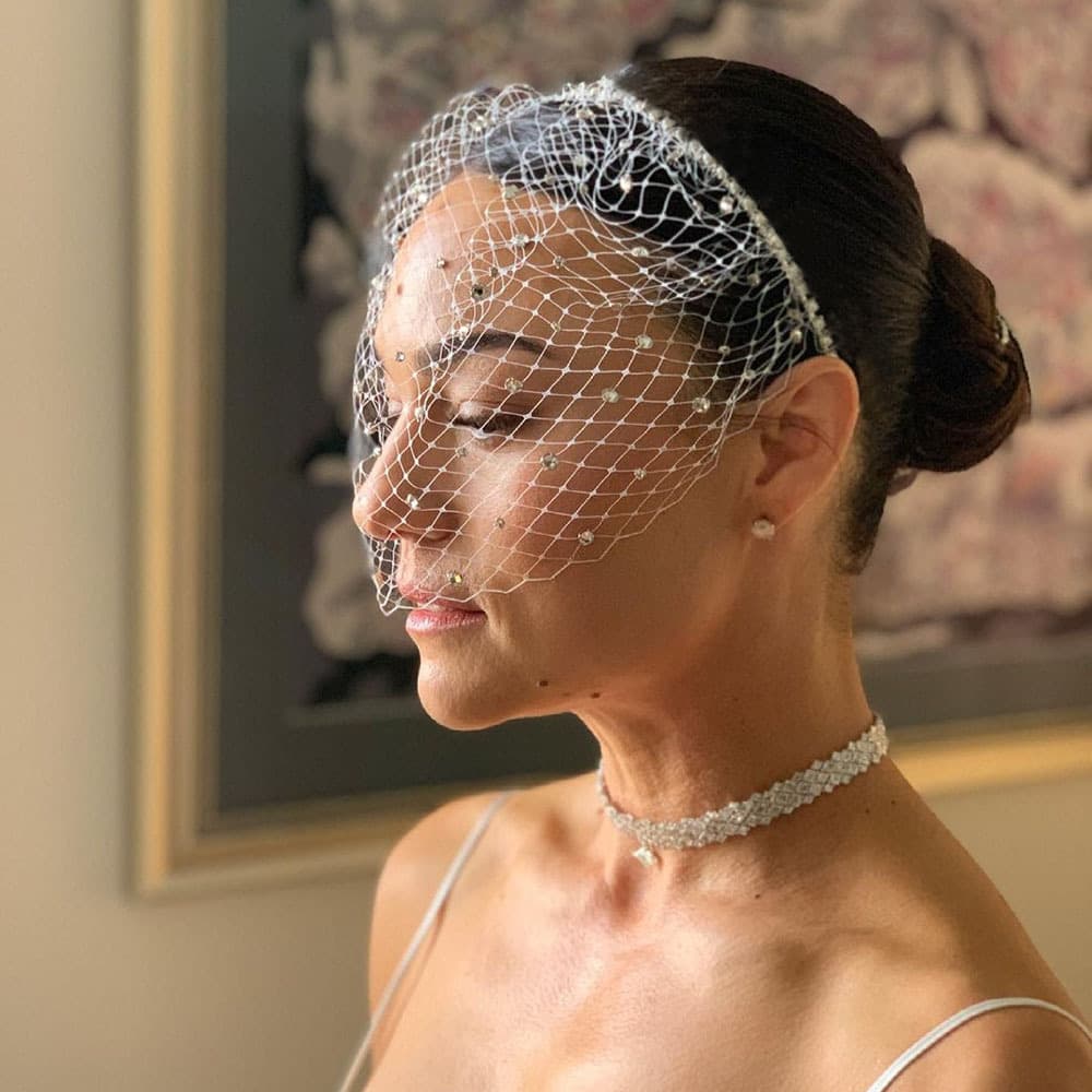 Sparkling Crystal Veil Hairband For Women - Elegant Bridal Headpiece With Dense Rhinestone Mesh, Perfect For Weddings, Parties, And Special Occasions