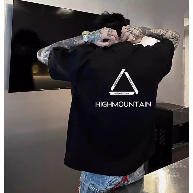 American High Street West Coast Oversized Short Sleeved T-shirt Men's Trendy Pure Cotton Round Collar Top Summer