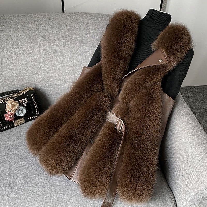Women's Clothing fur vest 2024 style stylish winter outer wear thickened fox fur vest jacket fashionable young style