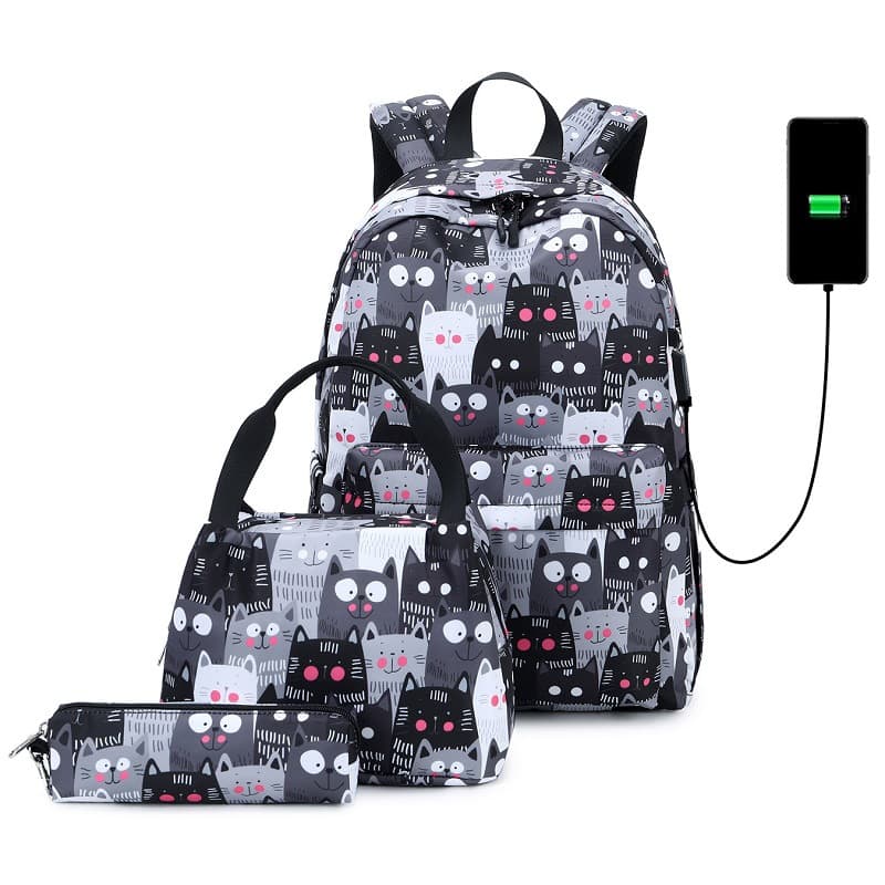 Women's Bags Backpack For Women Style Large Capacity Casual Backpack Three Piece Set For Female Middle School Students Schoolbag Computer Backpack