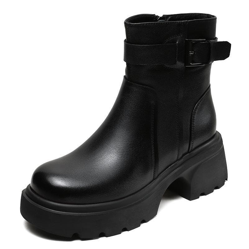 Bottines Martin en cuir souple véritable pour femme, automne-hiver, doublées polaire, chaudes, style coréen, polyvalentes, petites et légères.
