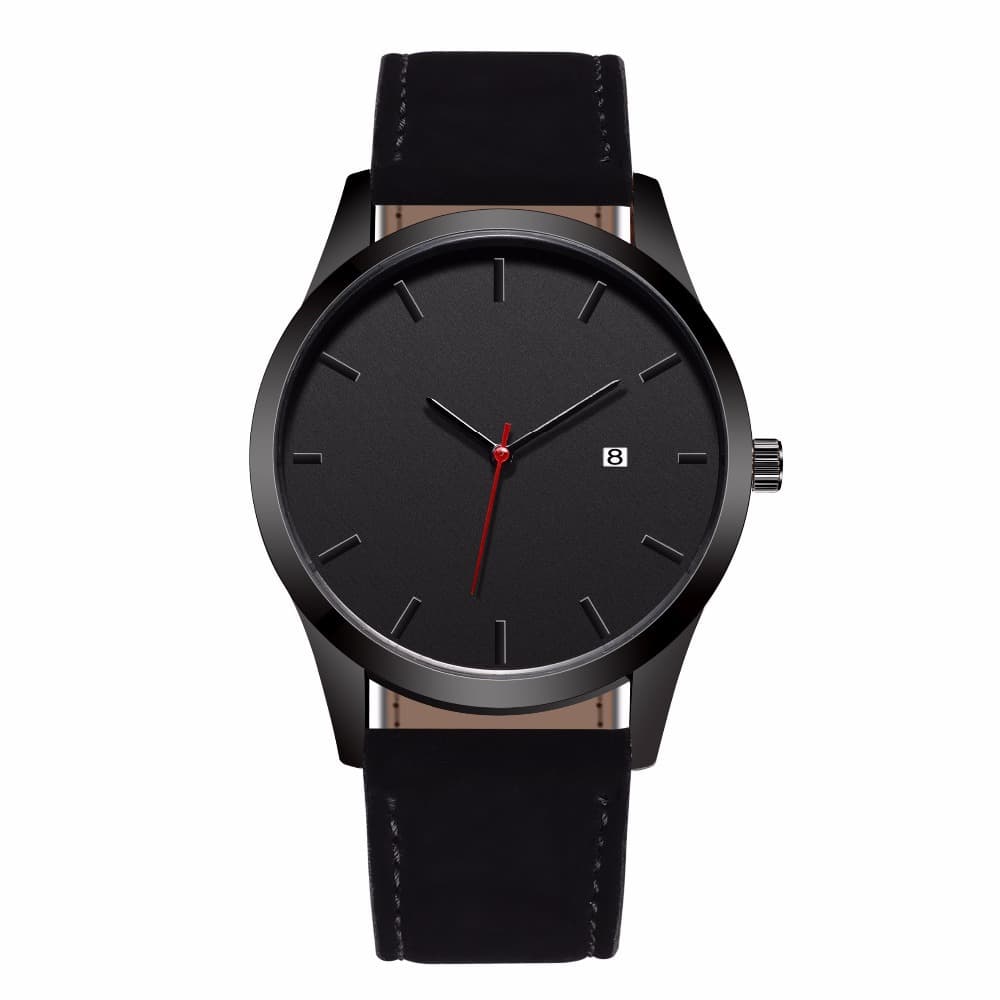 New Model Cross-border Best-selling Large Dial Casual Men's Wristwatch With Calendar, Leather Strap, Student Quartz