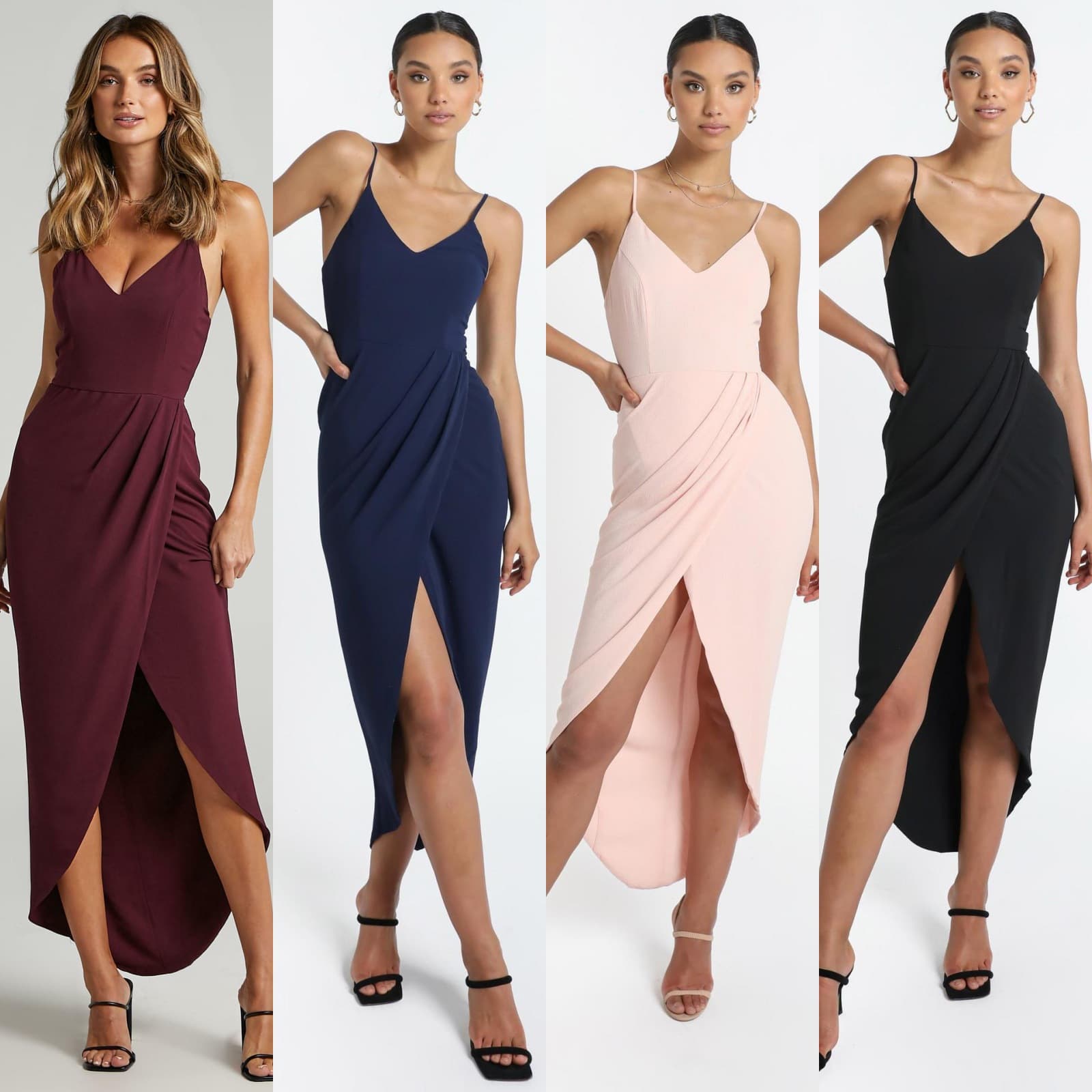 Women's Clothing Elegant V-Neck High Waist Ruffle Asymmetrical Dress - Sleeveless Knitted Bodycon Midi Dress For Women, Office To Party, Available