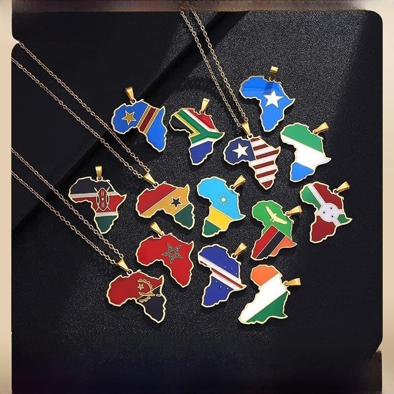 Stainless Steel Africa Map Necklace Nigeria Ghana Somalia Hanging Map Pendant Jewelry Wholesale