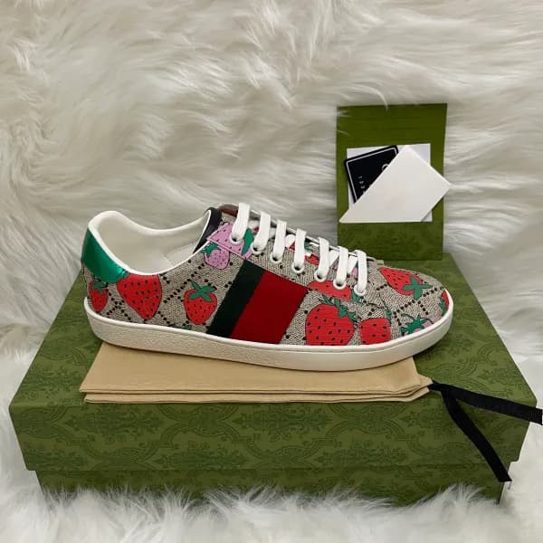Baskets en cuir de qualité supérieure pour hommes et femmes, chaussures de course à rayures brodées Ace Bee