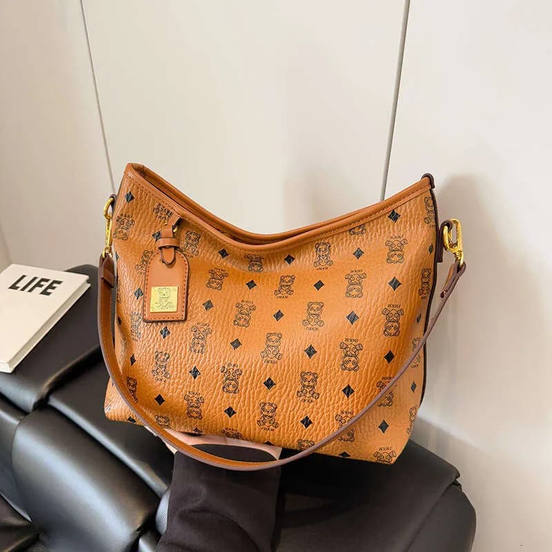 Luxury For Women Designer Bags 2025 New Pattern Printed Large Capacity Tote Stylish Shoulder Crossbody Brown Bag