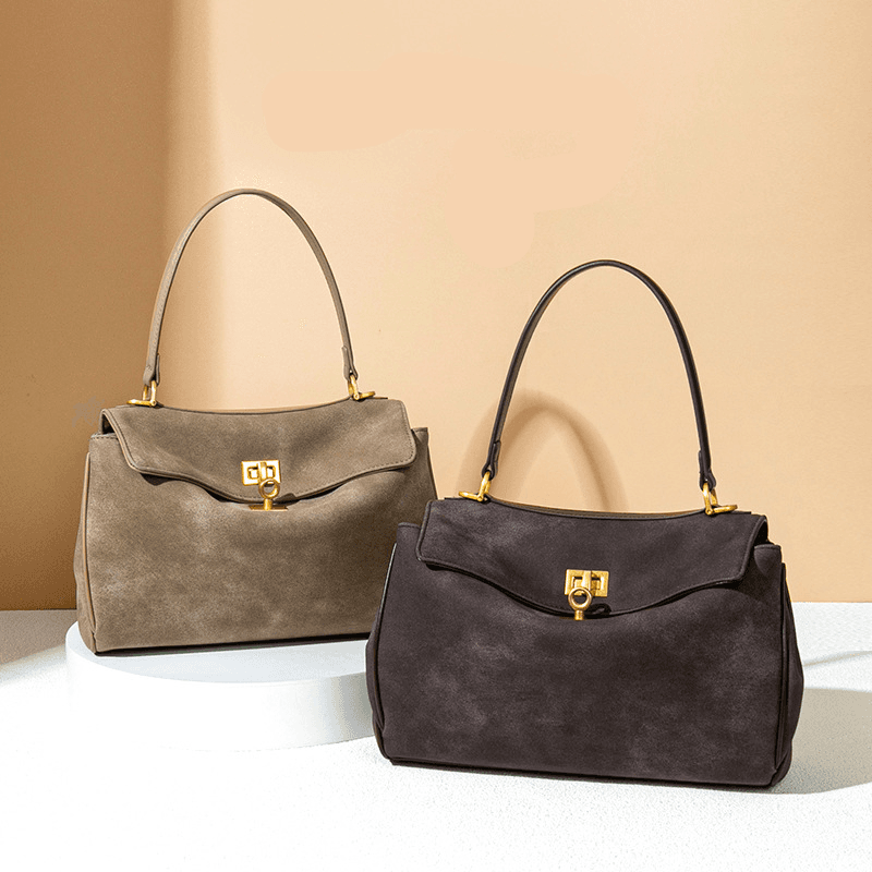 Original Autumn And Winter Frosted Suede Tote Bag For Women Large Capacity Hand-held Armpit Bag High-end Feel Frosted Versatile Kelly Bag
