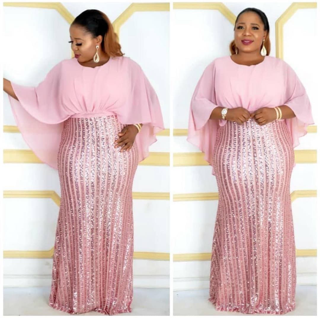 Women's Clothing Sequin Splicing Chiffon Bat Sleeve Evening Dress