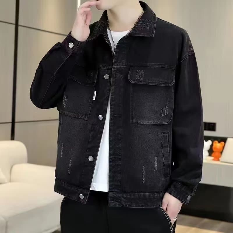 Men's Clothing Men's Denim Jacket Spring And Autumn New Style Construction Site Wear Resistant Casual Handsome Jacket Denim Clothes