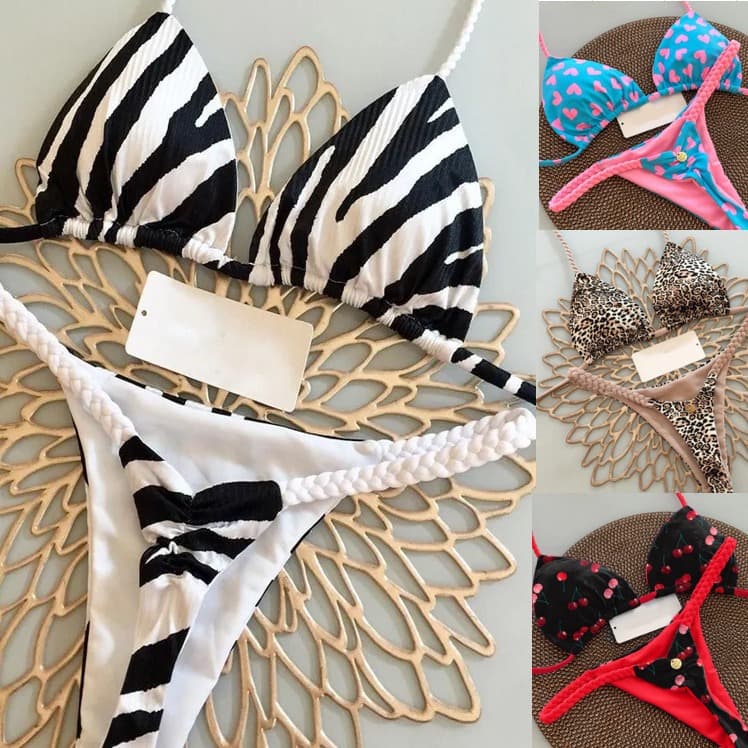 Women's Clothing New Sexy Gathered Pigtail Bikini Split Swimsuit Brazilian Beach Swimsuit