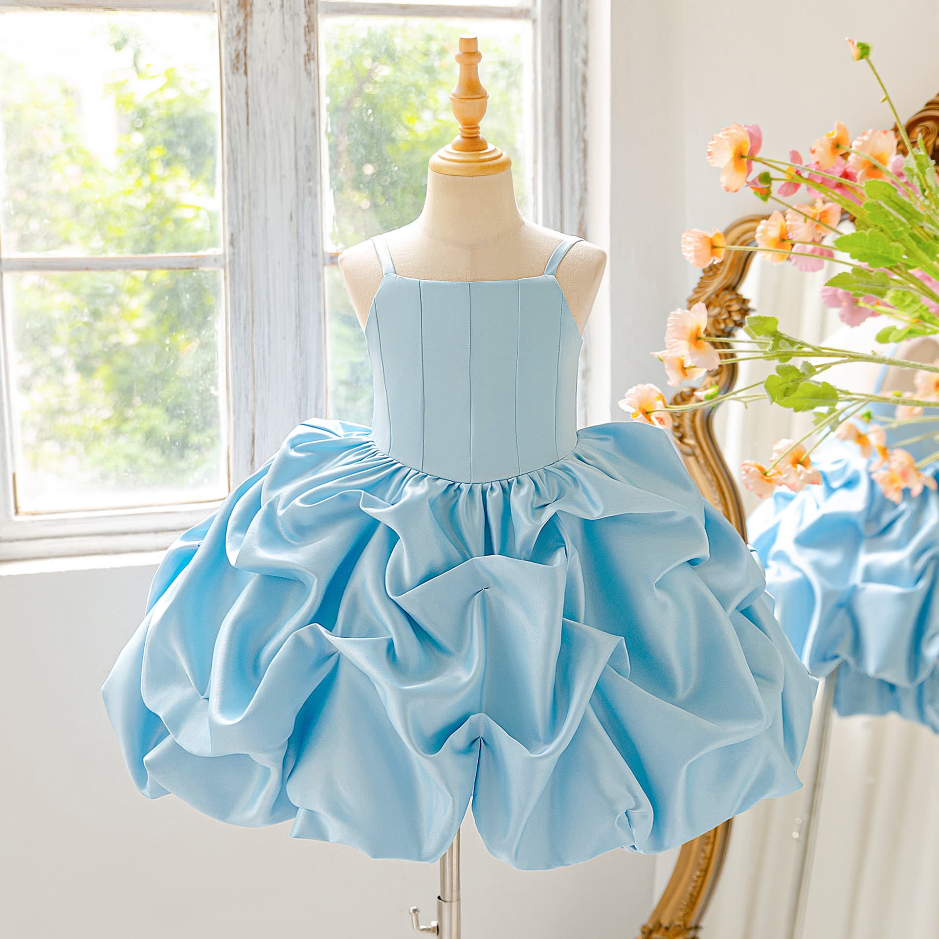 Flower Girl Dress – Satin Puffy Princess Gown For Parties & Performances