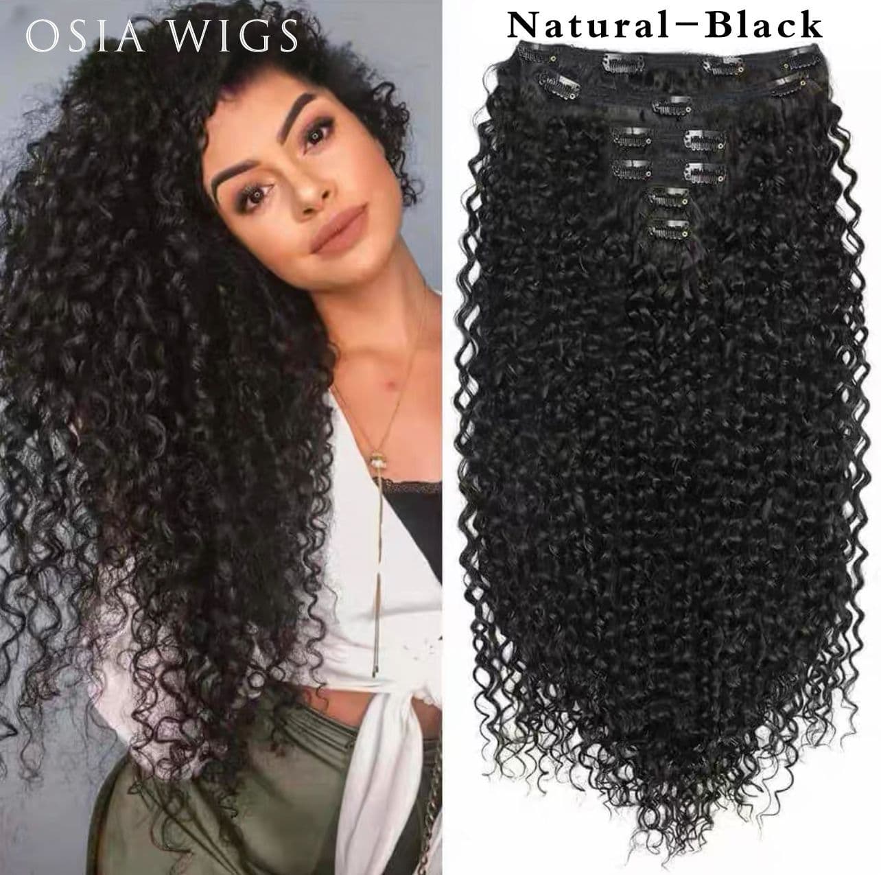 Hair Extensions Wigs Long Curly Hair 6 Piece Set Clip Hair Extensions Kinky Curl Fluffy Afro