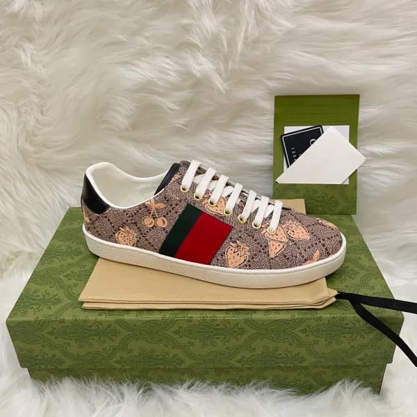 Baskets en cuir de qualité supérieure pour hommes et femmes, chaussures de course à rayures brodées Ace Bee