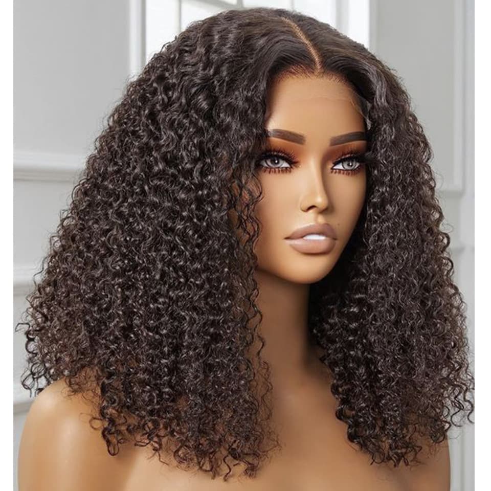 Kinky Curly Human Hair Wig Non-Lace Extensions Wigs For Quick Hair Transformation