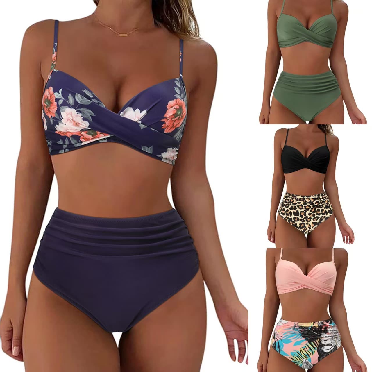 Women's Clothing Thickened Swimsuit Split High Waist Belly Covering Tight Sexy Bikini