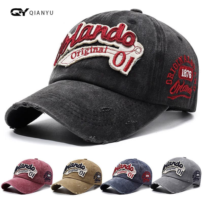 Men's Hats Retro Old Baseball Cap For Women With Large Head Circumference, Washed And Ripped Denim Wide Brim Cap With Face Showing Small Hat